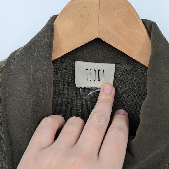 Vintage Green Floral Faux Fleece Teddi Button Close Flower Coat Jacket Size L - Picture 5 of 5